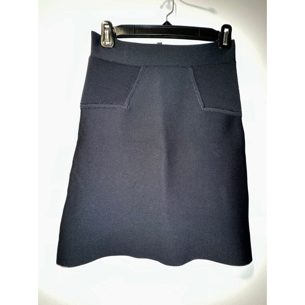 BCBGMAXAZRIA Black Ribbed Knit Bandage Mini Skirt Bodycon A-line Size S